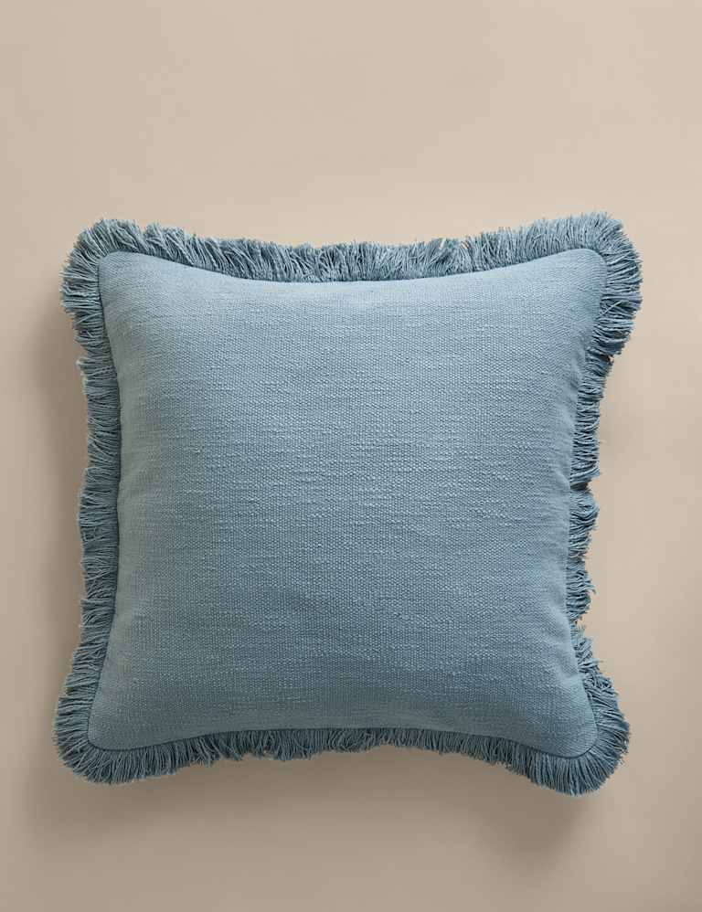 Pure Cotton Textured Fringe Cushion