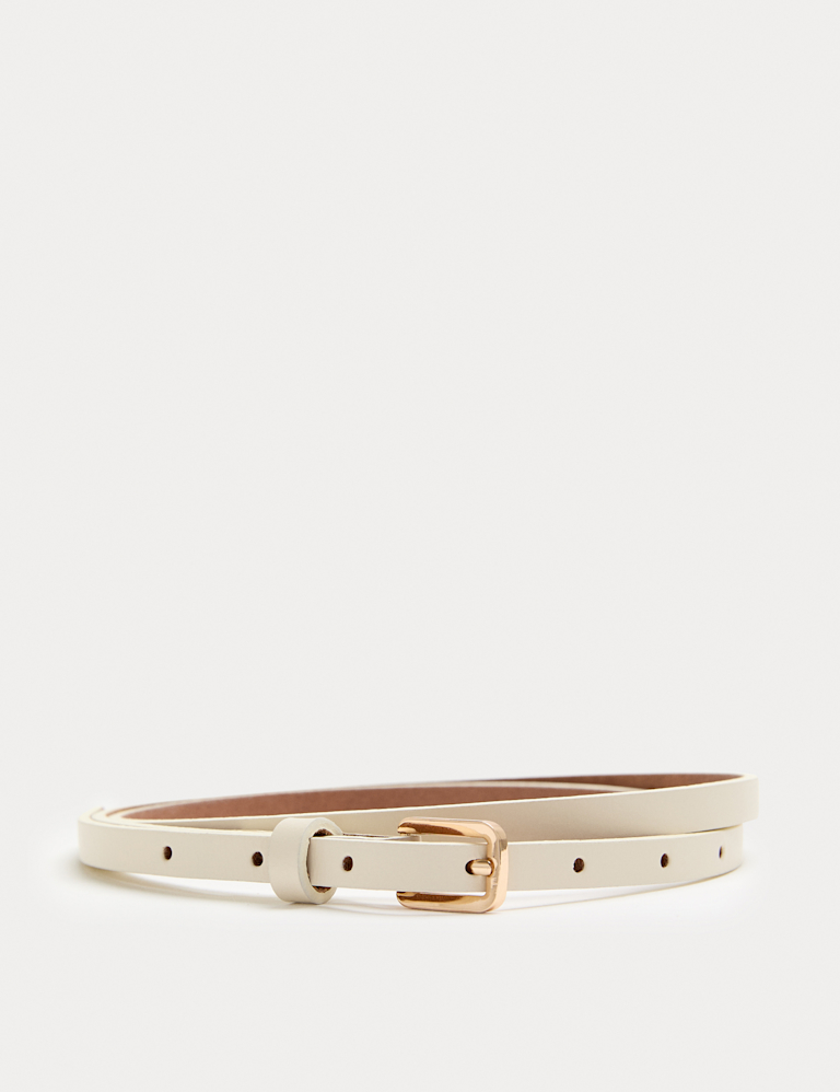 Leather Skinny Buckle Belt