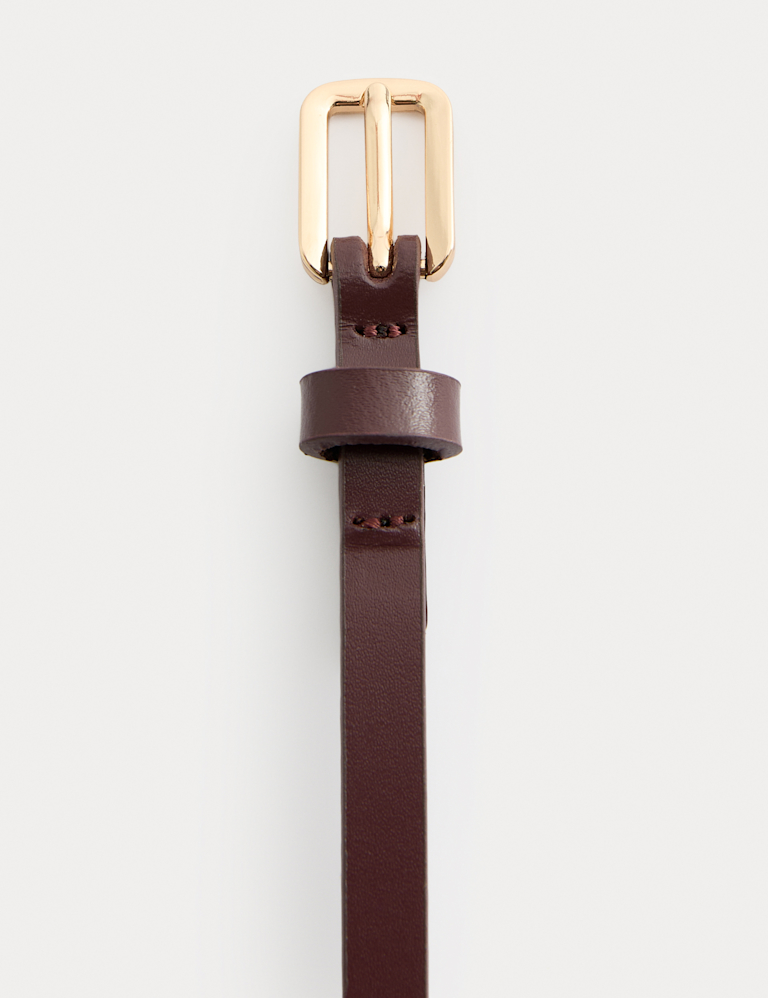 Leather Skinny Buckle Belt