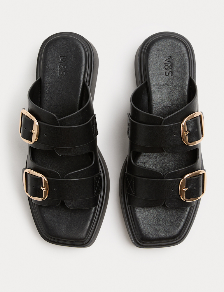 Double Buckle Flatform Mules