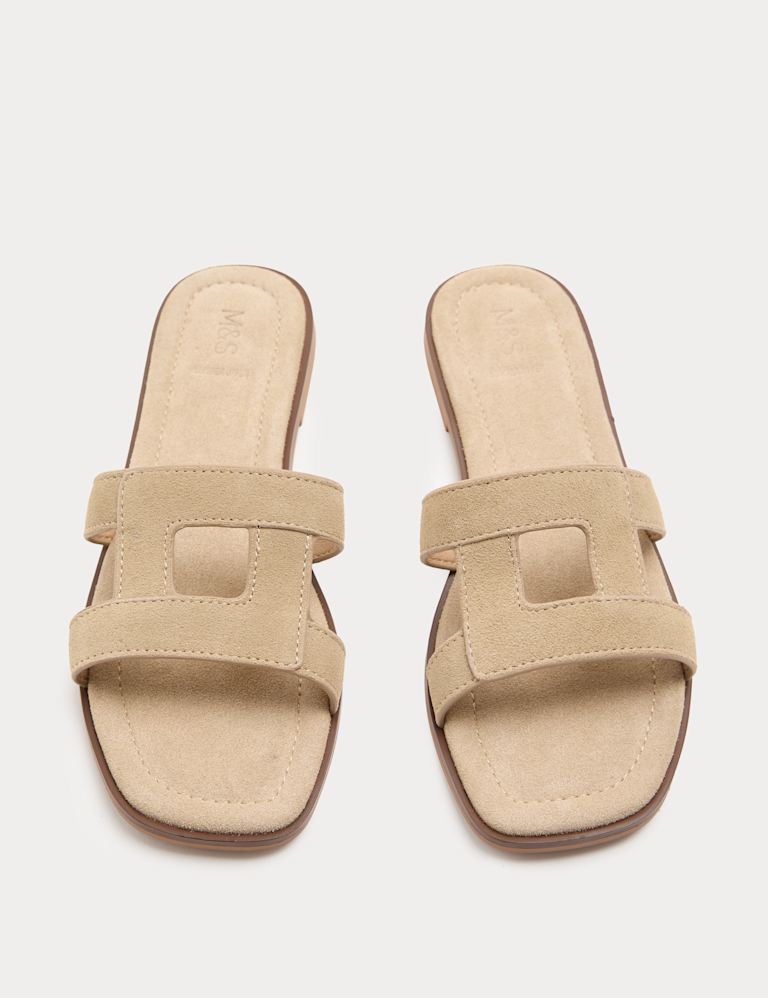 Suede Flat Mule Sandals Suede Flat Mule Sandals
