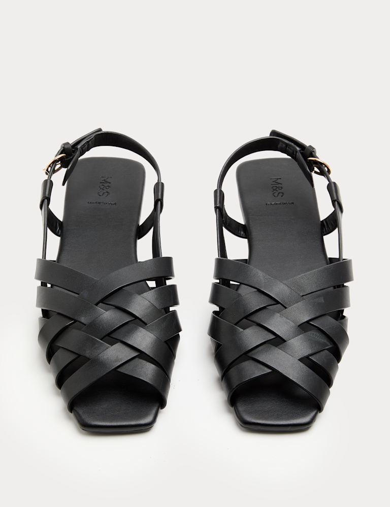 Leather Woven Flat Slingback Sandals Leather Woven Flat Slingback Sandals