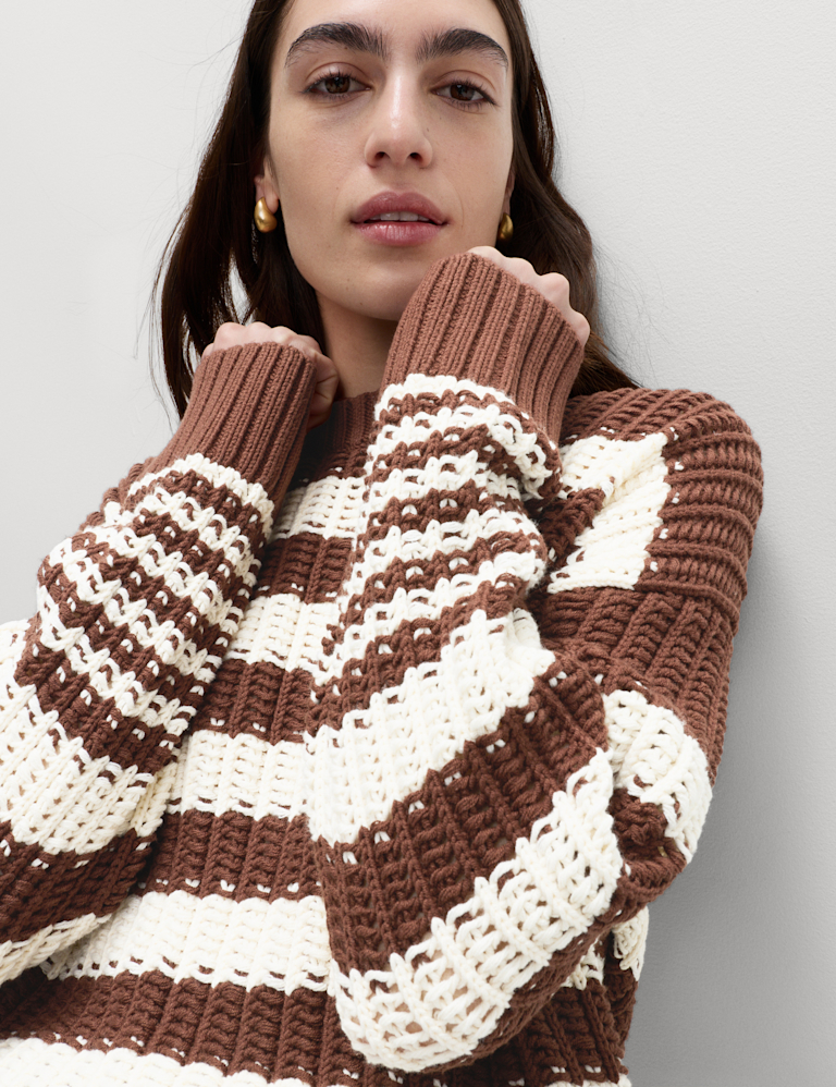 Cotton Rich Striped Relaxed Jumper