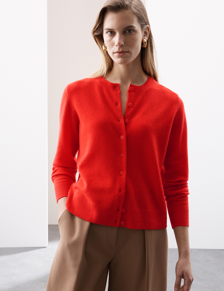 Pure Cashmere Crew Neck Relaxed Cardigan