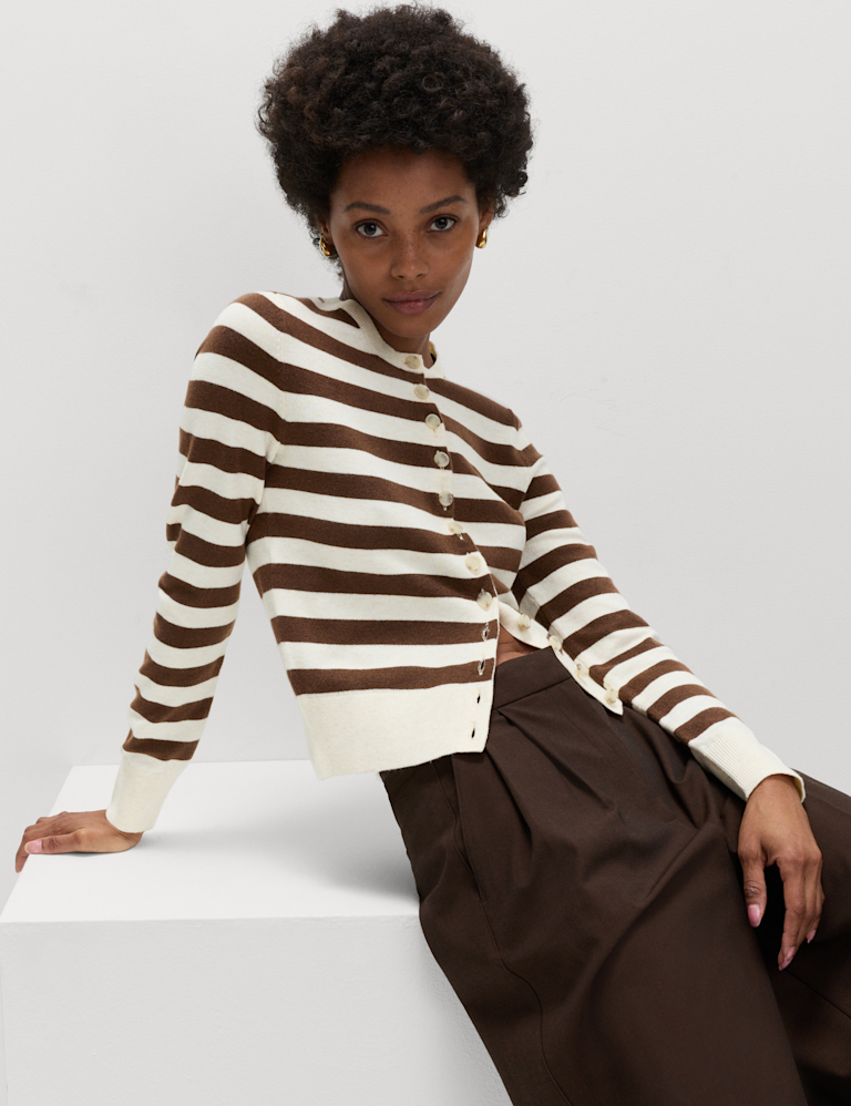 Air-Yarn Striped Cropped Cardigan Air-Yarn Striped Cropped Cardigan