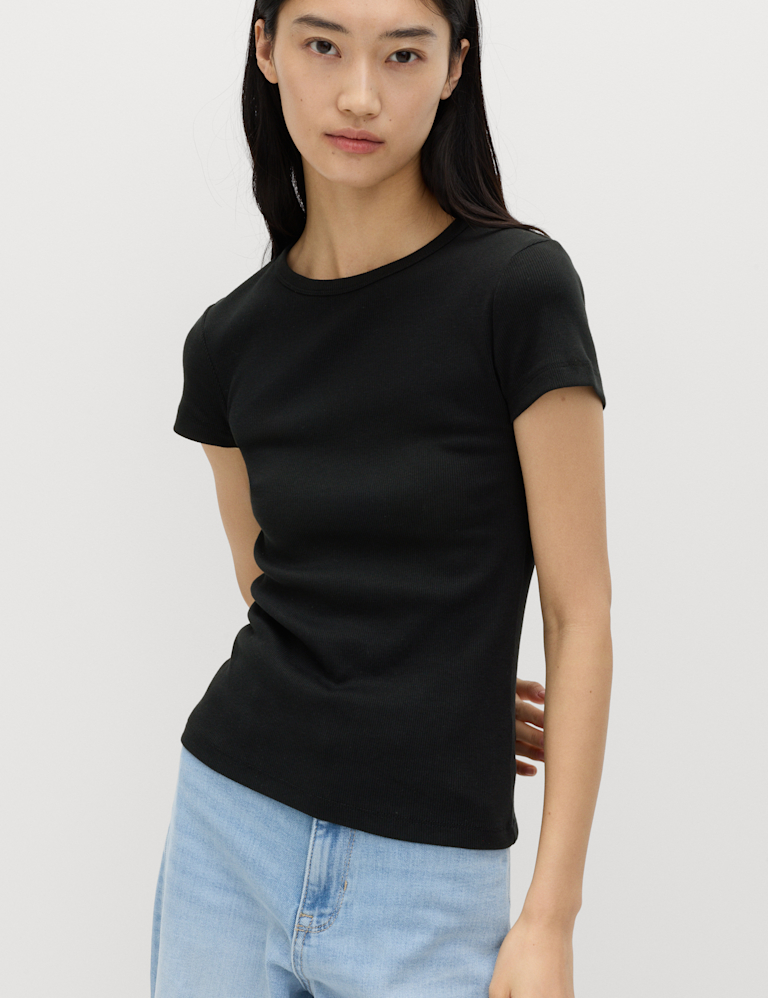 Cotton Rich Ribbed Slim Fit T-Shirt Cotton Rich Ribbed Slim Fit T-Shirt