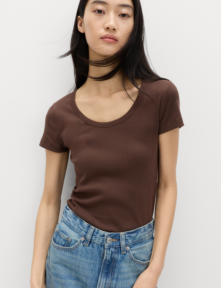 Cotton Rich Scoop Neck Slim Fit T-Shirt