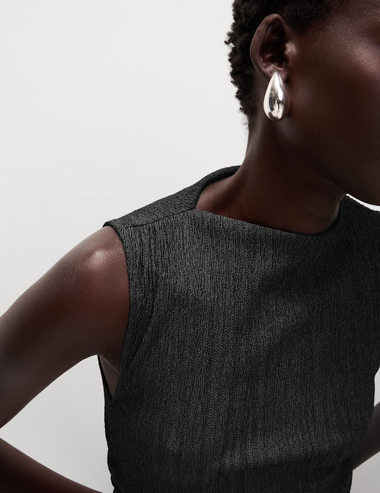 Textured High Neck Top