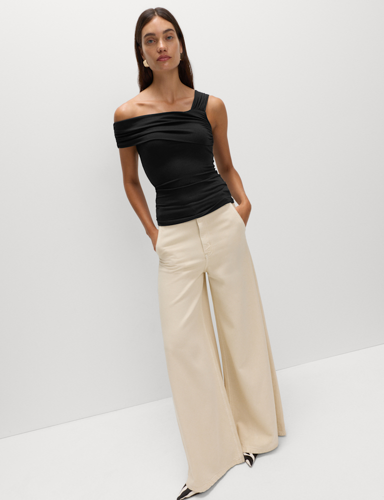 Jersey Asymmetric Neck Top