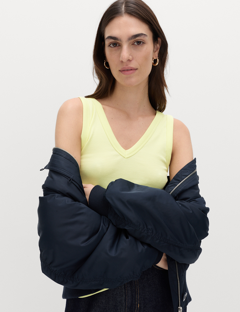 Cotton Rich Ribbed V-Neck Vest