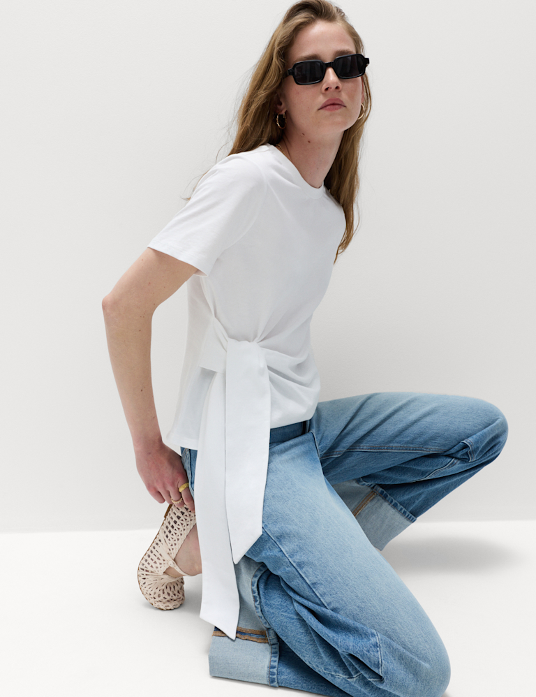 Pure Cotton Tie Waist T-Shirt