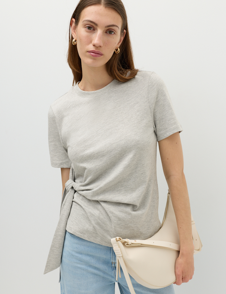 Pure Cotton Tie Waist T-Shirt