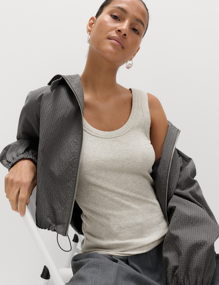 Cotton Rich Ribbed Slim Fit Vest Top