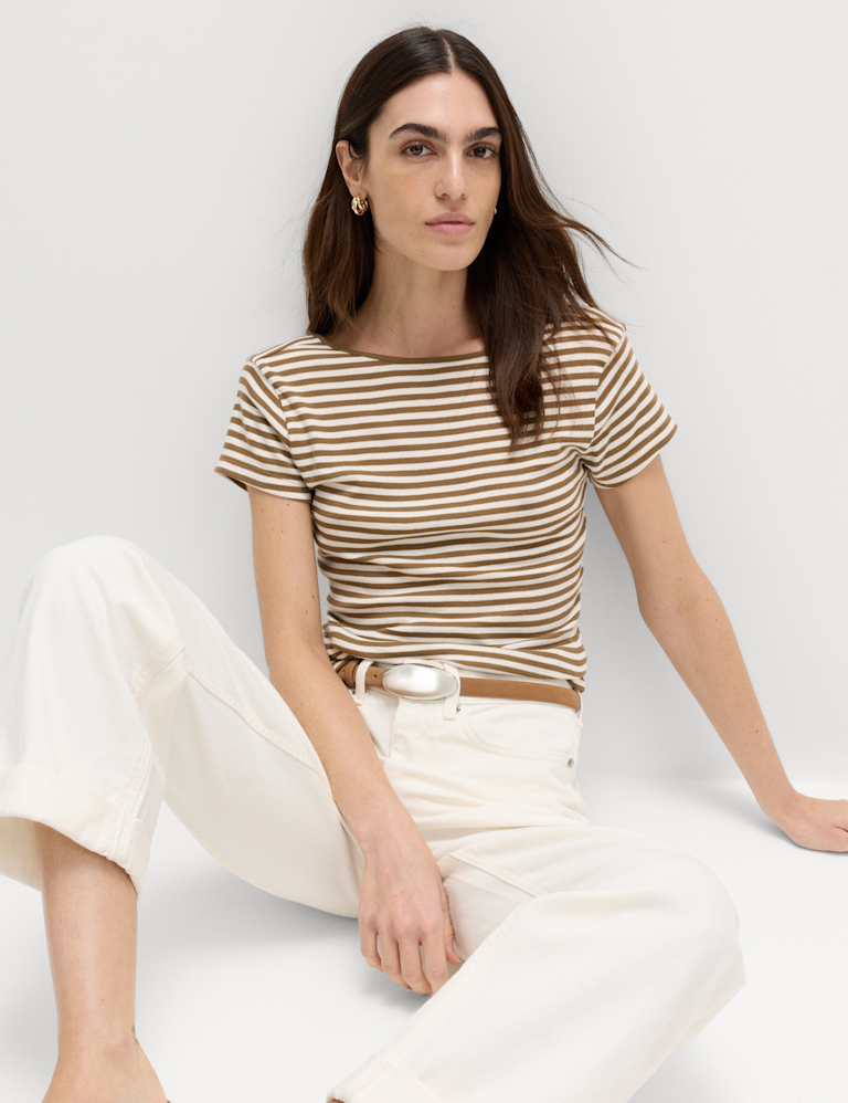 Pure Cotton Short Sleeve Scoop Back T-Shirt