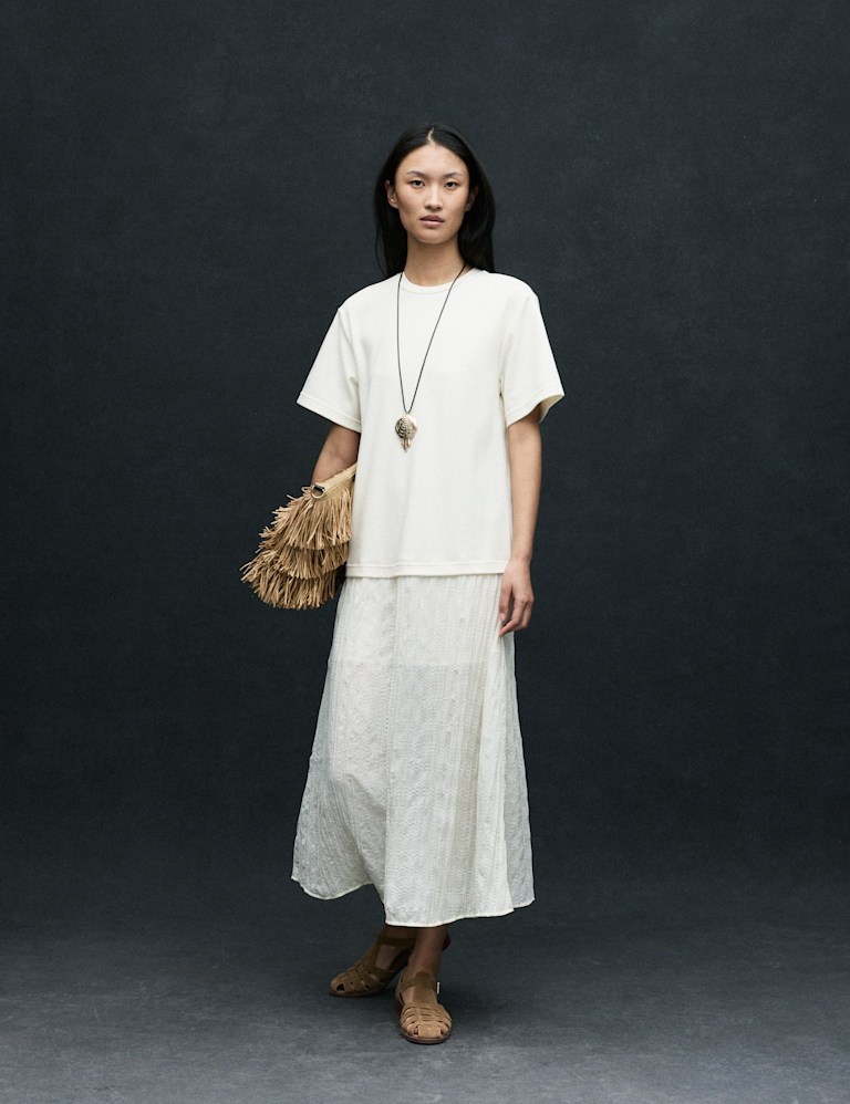 Cotton Rich Sheer Panel T-Shirt Dress Cotton Rich Sheer Panel T-Shirt Dress