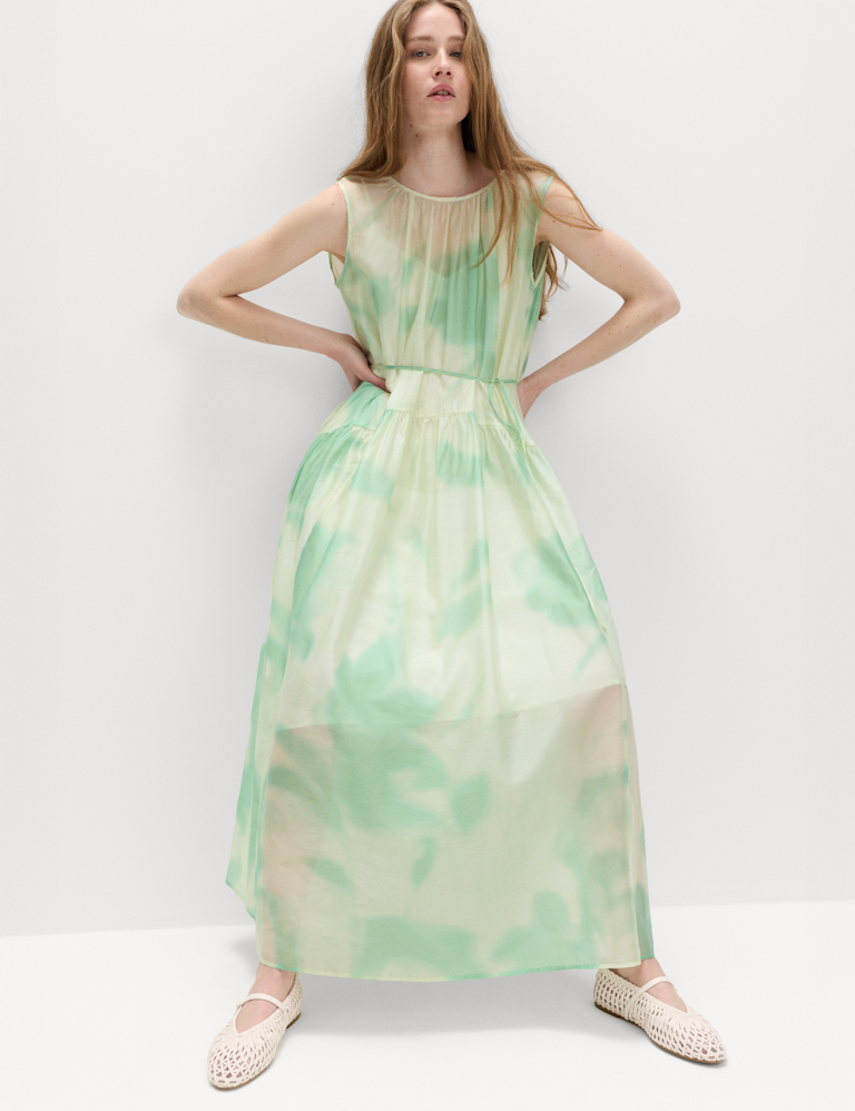 Floral Tie Detail Midi Tiered Dress