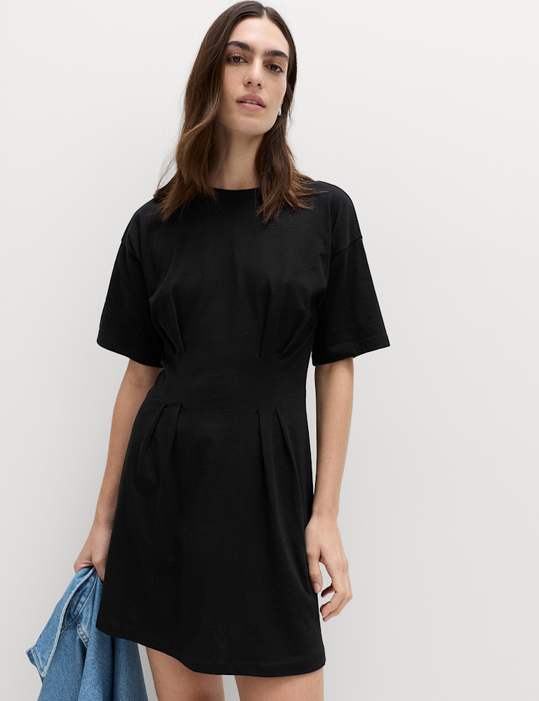 Pure Cotton Waisted Mini T-Shirt Dress
