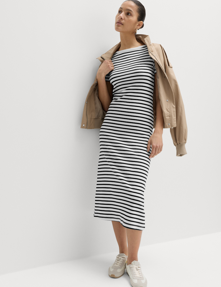 Cotton Rich Striped Midi Column Dress Cotton Rich Striped Midi Column Dress