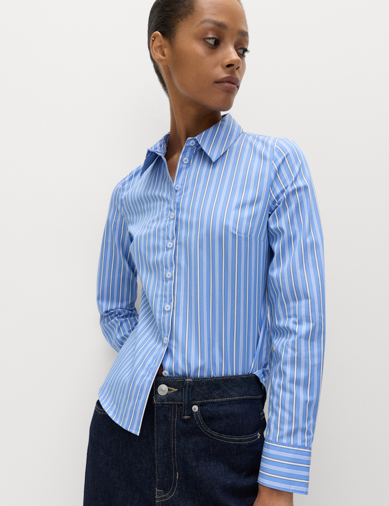 Cotton Rich Striped Fitted Shirt Cotton Rich Striped Fitted Shirt