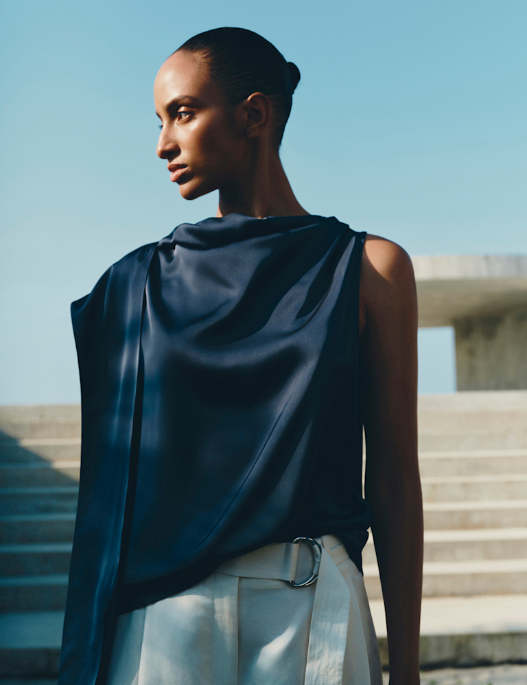 Satin Draped Detail Top