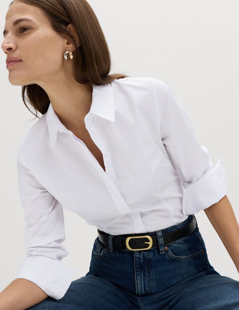 Cotton Rich Collared Fitted Shirt