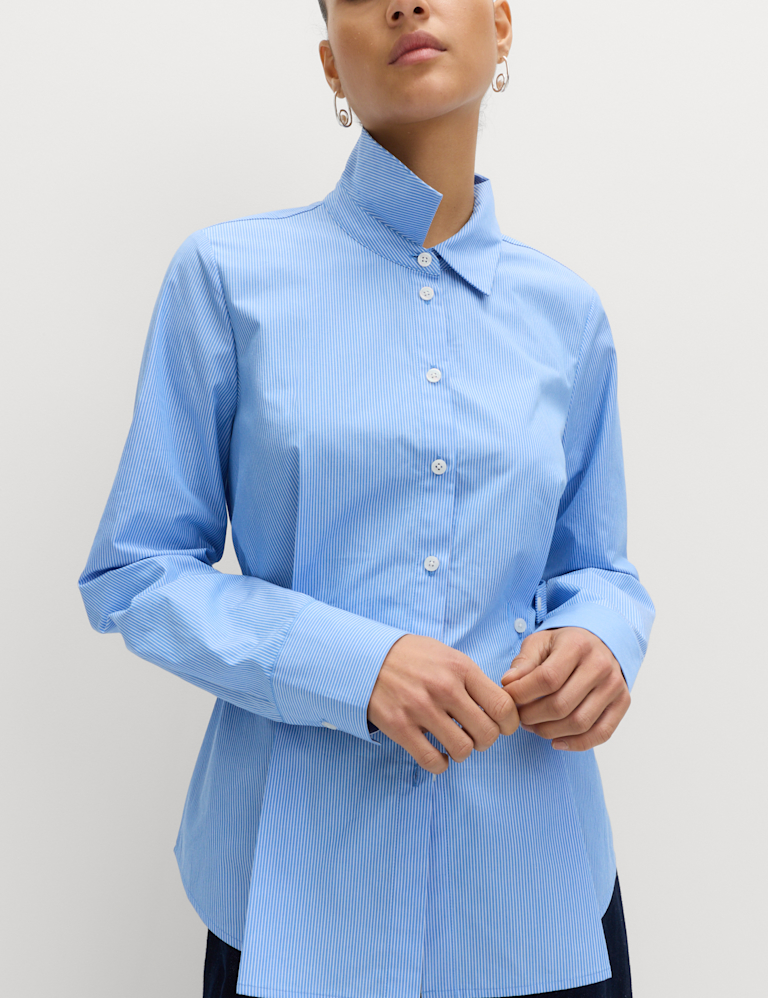 Pure Cotton Striped Button Detail Shirt