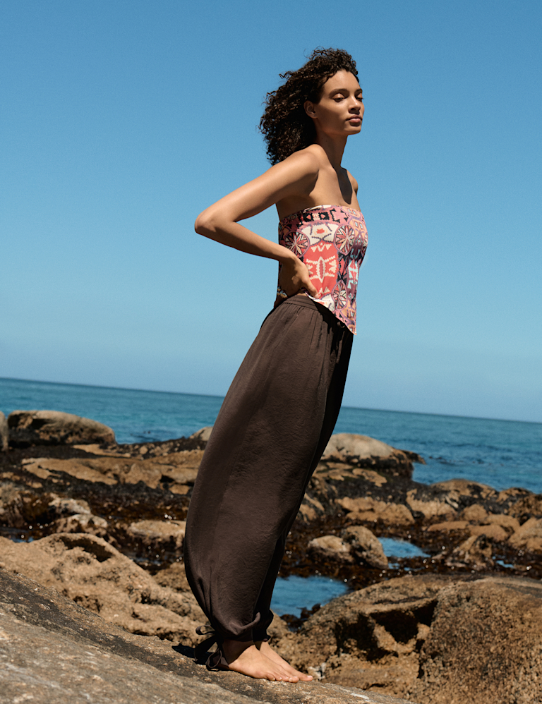 Printed Bandeau Scarf Top