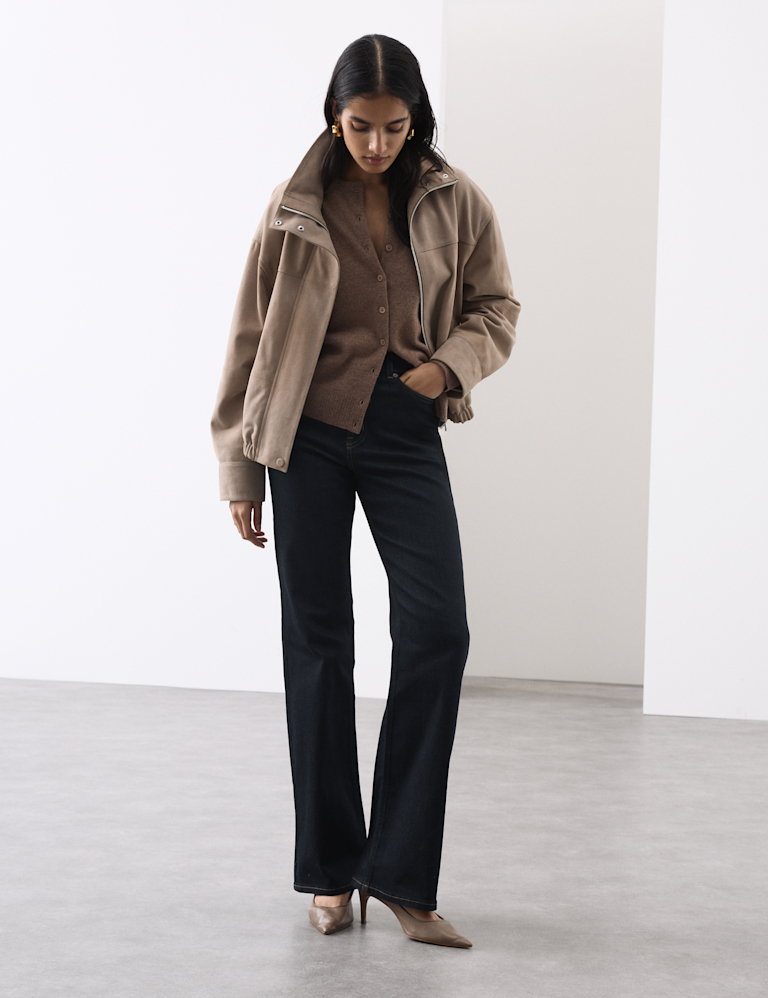 Lyocell Blend High Waisted Flared Jeans