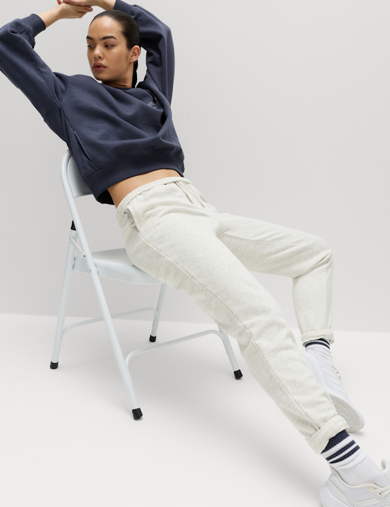 Cotton Rich Cuffed High Waisted Tapered Joggers