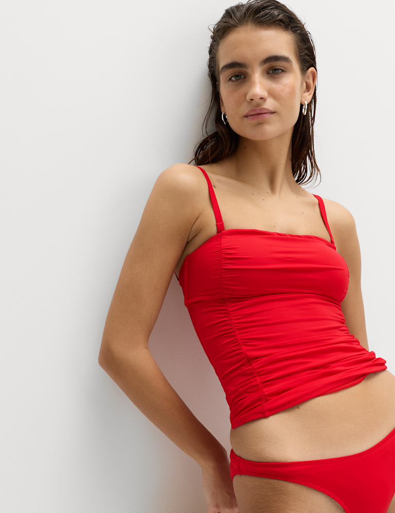Square Neck Tummy Control Ruched Tankini