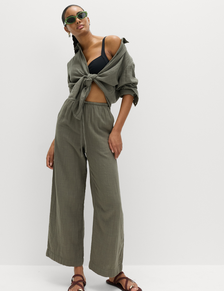 Pure Cotton Drawstring Beach Trousers Pure Cotton Drawstring Beach Trousers