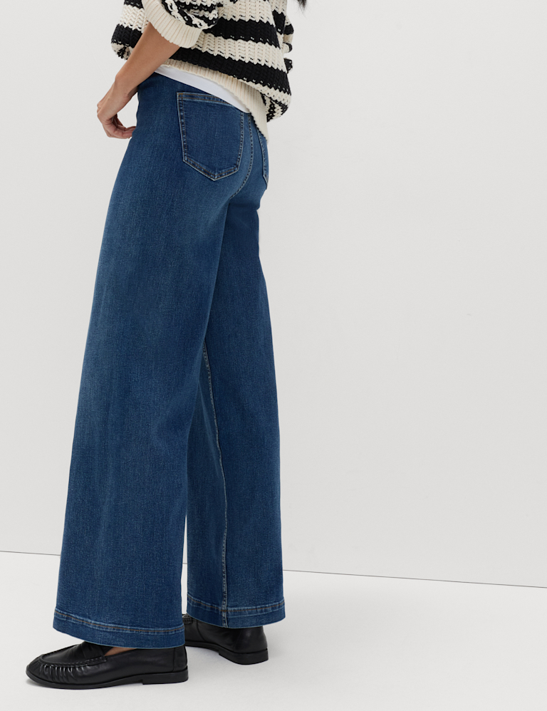 High Waisted Wide Leg Ankle Grazer Jeans