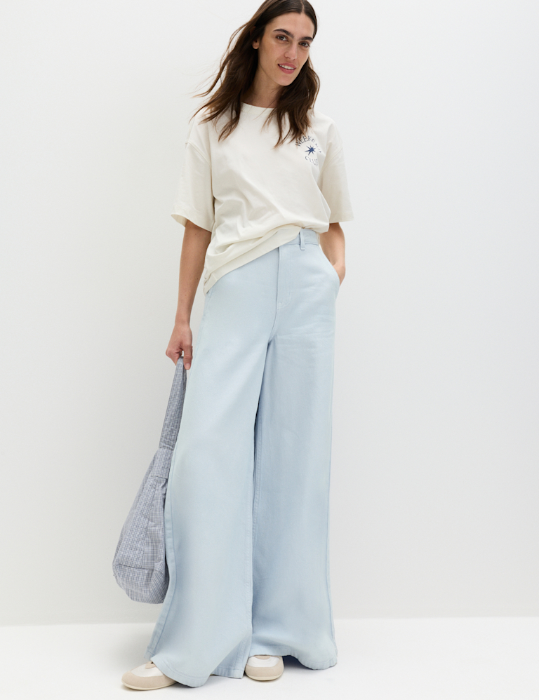 Pure Cotton Palazzo Trousers