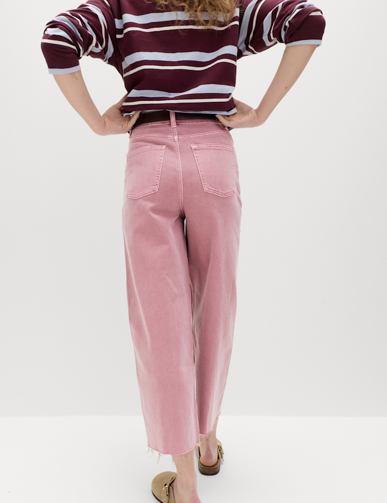 High Waisted Wide Leg Cropped Jeans