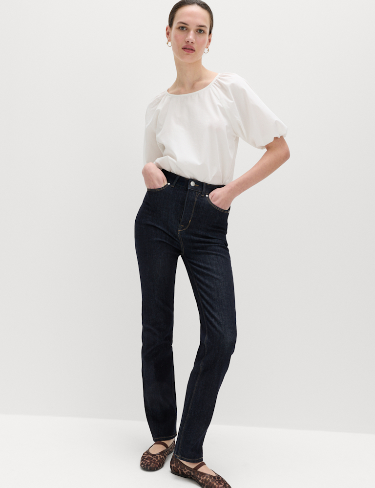 Magic Shaping High Waisted Straight Leg Jeans