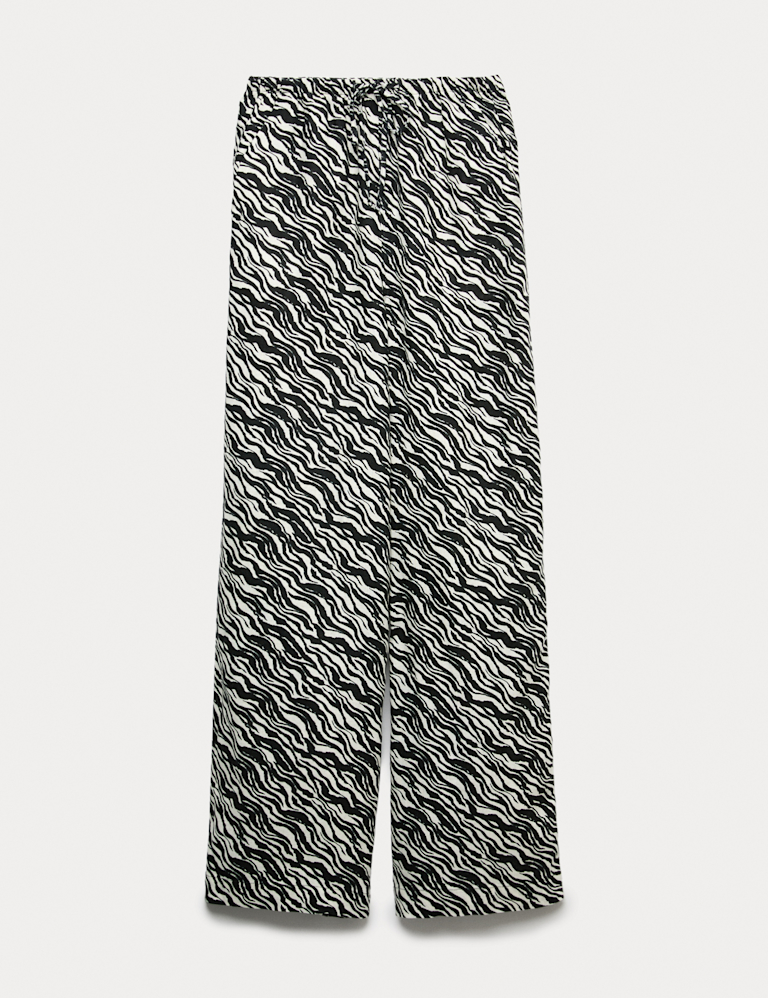Pure Linen Drawstring Wide Leg Trousers
