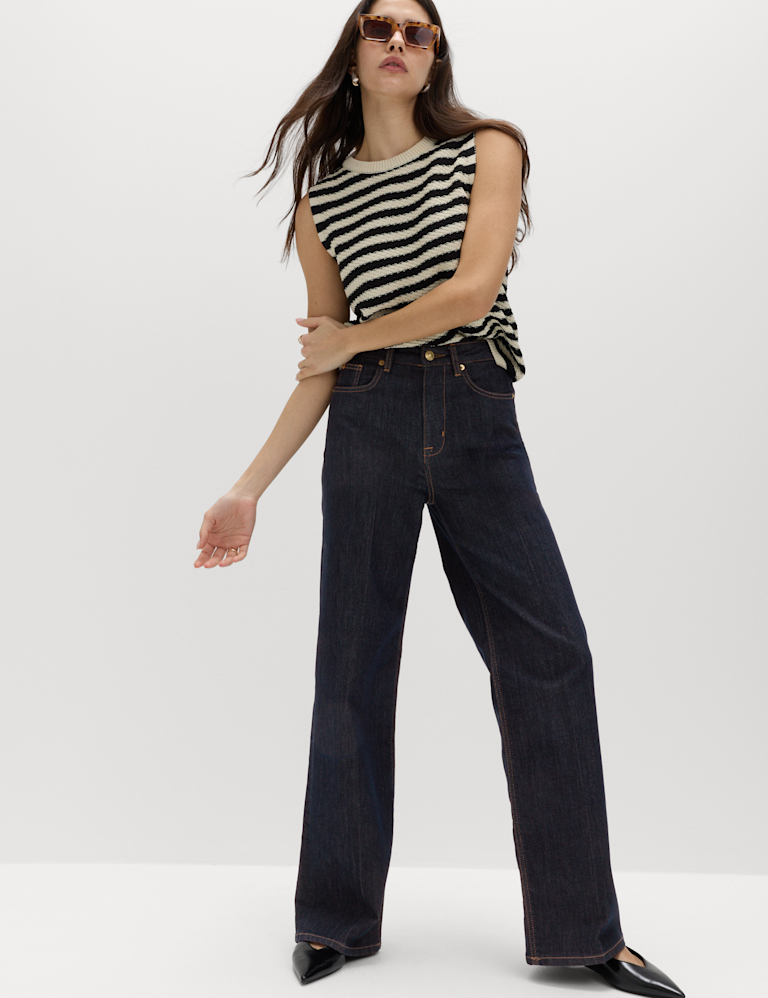 High Waisted Smart Wide Leg Jeans