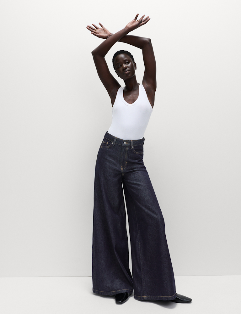 Lyocell™ Blend Wide Palazzo Leg Jeans