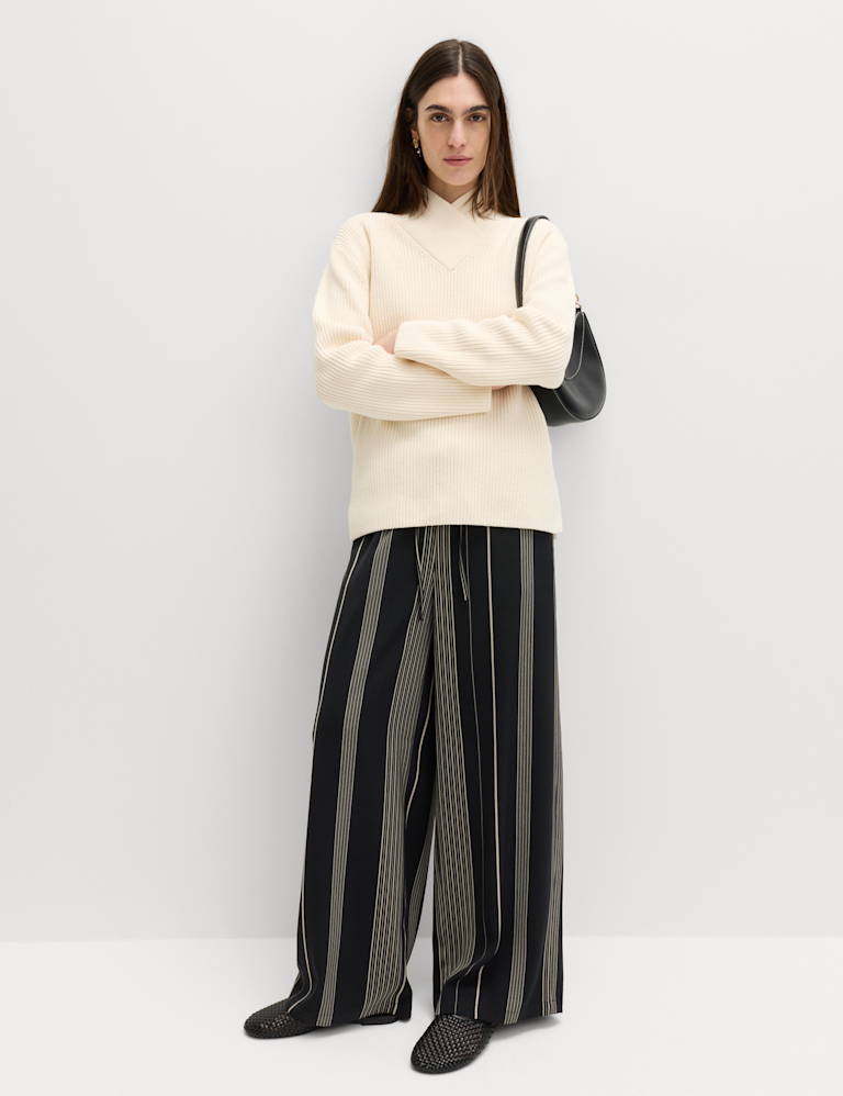 Satin Twill Striped Trousers Satin Twill Striped Trousers