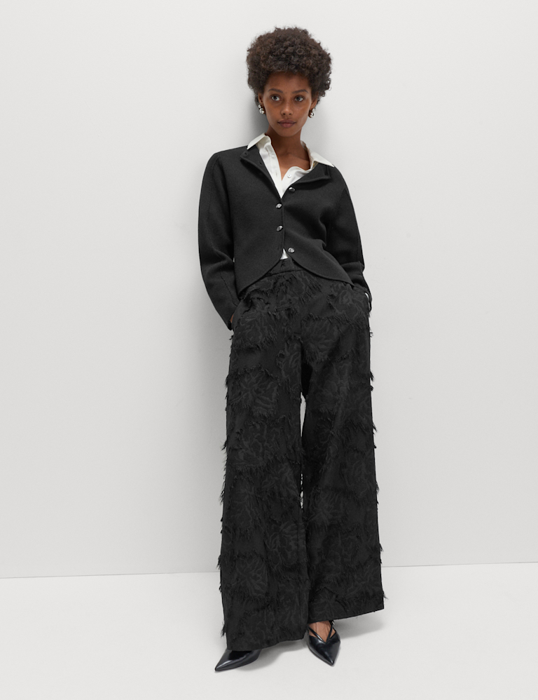 Jacquard Fringe Wide Leg Trousers Jacquard Fringe Wide Leg Trousers