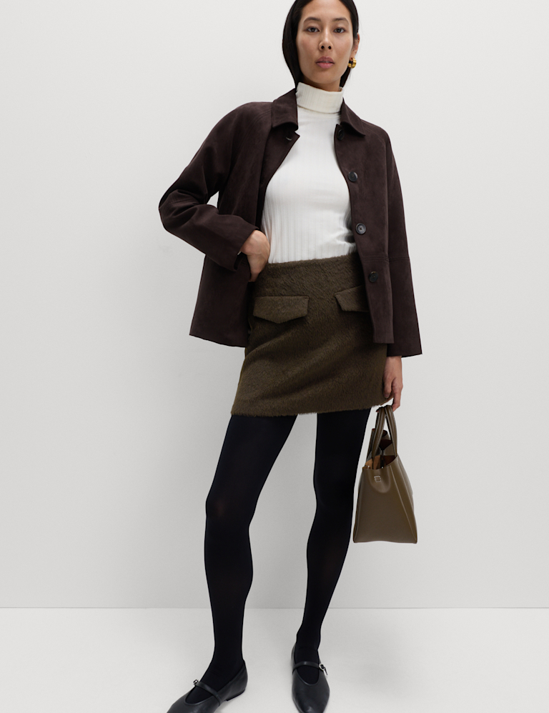 Brushed Mini A-Line Skirt with Wool