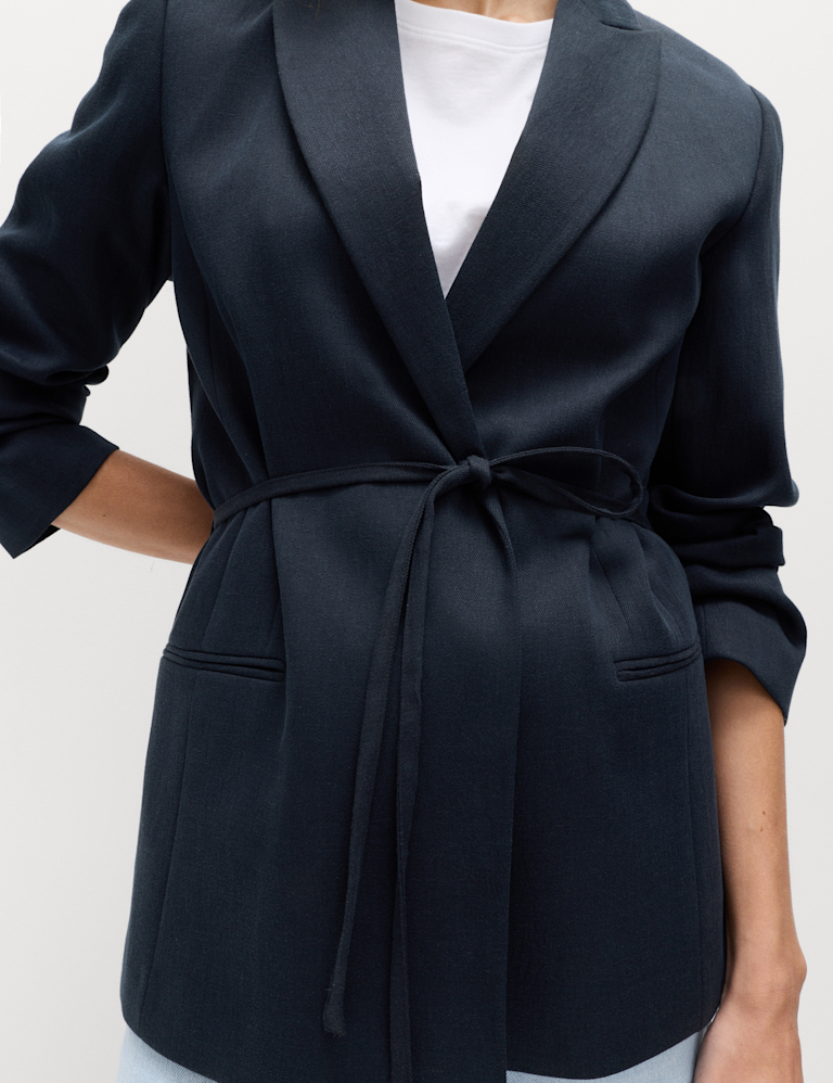 Tie Belted Blazer with Linen