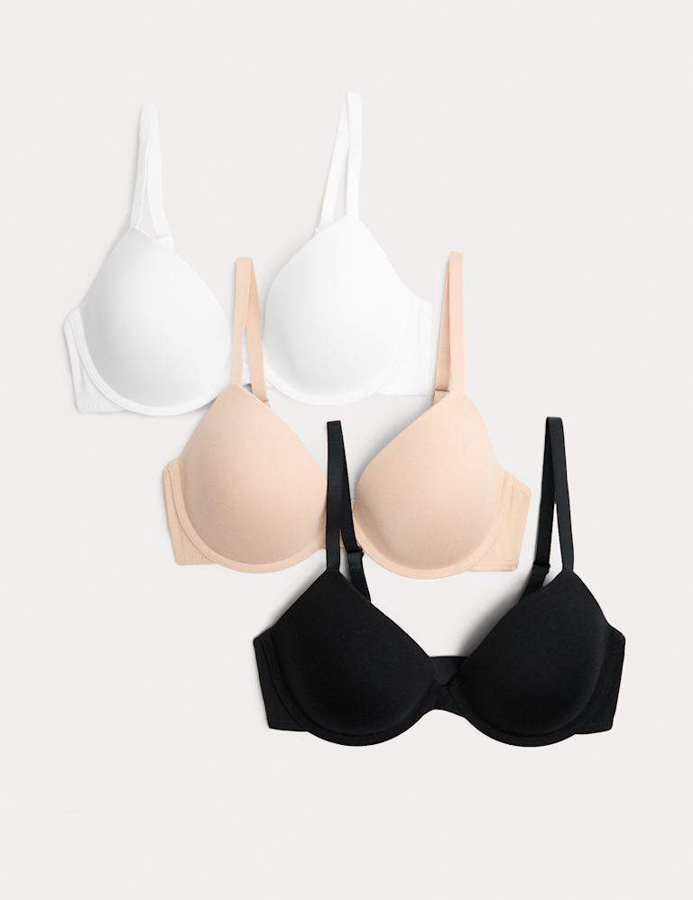 3pk Wired Plunge T-Shirt Bras A-E