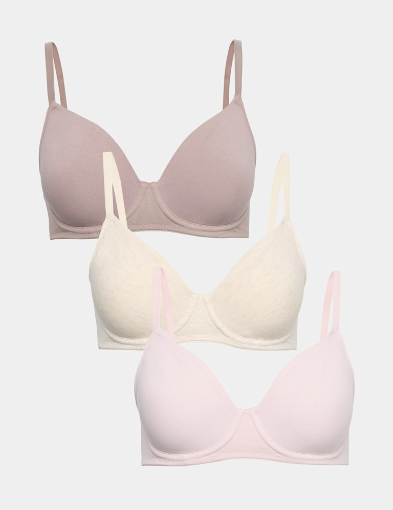 3 Pack Cotton Rich Wired Full Cup Bras (A-E)