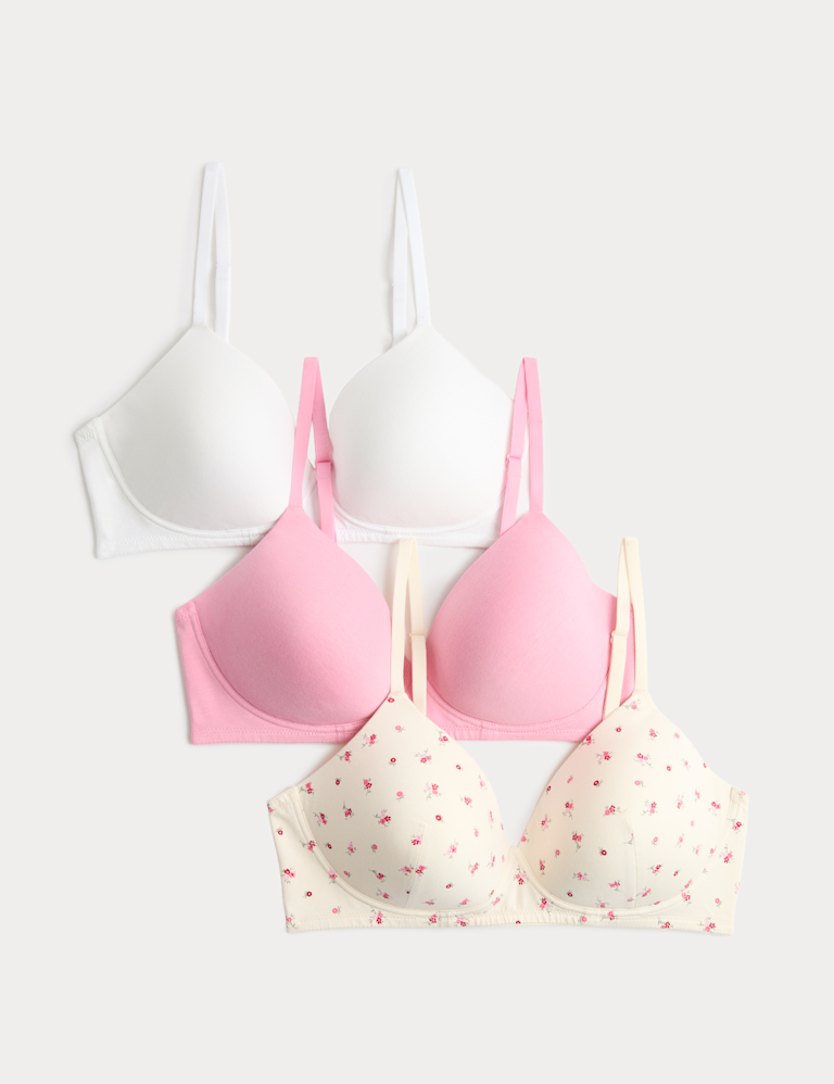 3pk Cotton Non Wired Full Cup T-Shirt Bra A-E
