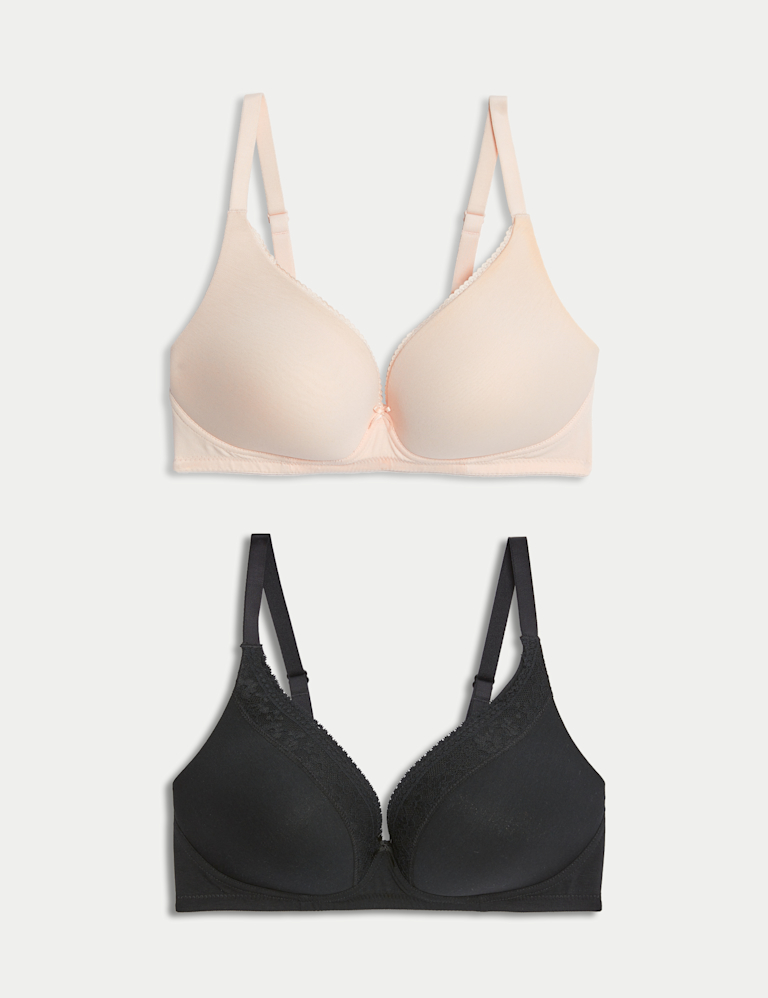 2Pk Cotton Plunge Lounge Bra