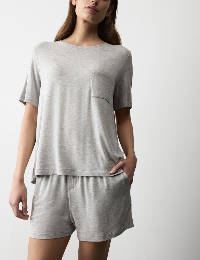 Button Fly Detail Pyjama Shorts