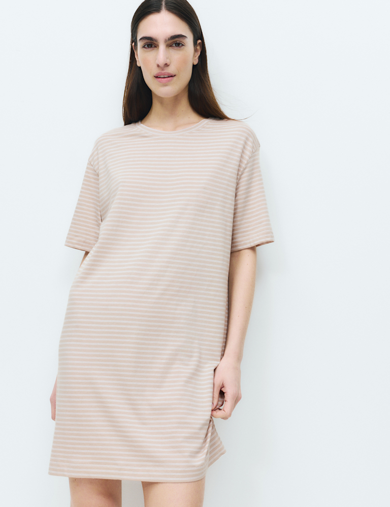 Cotton Modal Striped Nightshirt