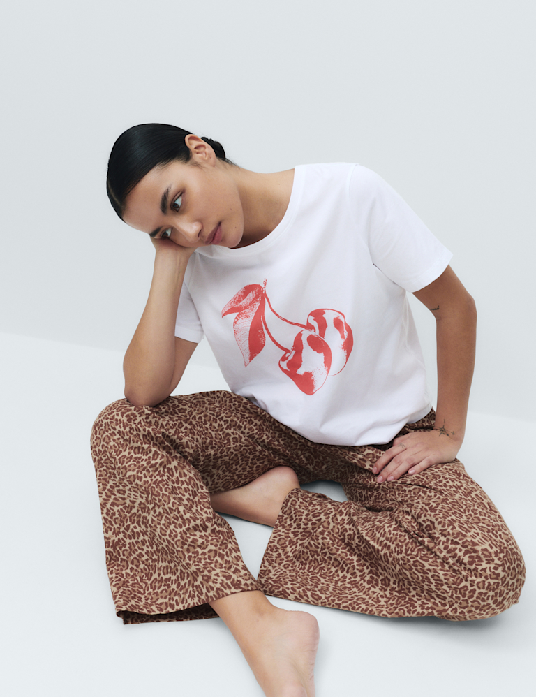 Pure Cotton Pyjama Set With Woven Bottoms