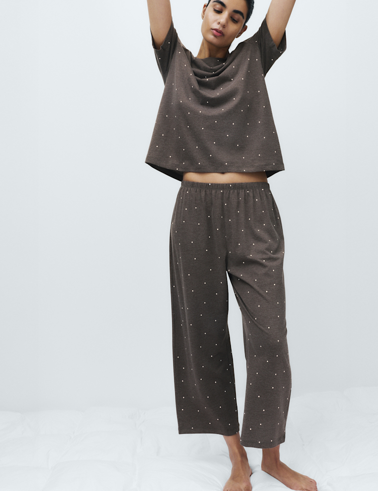 Cotton Rich Printed Cropped Pyjama Set